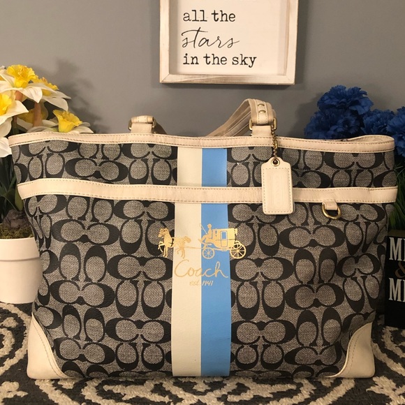 Coach Handbags - 💙HUGE Coach Heritage Stripe Diaper/Weekend Bag!!